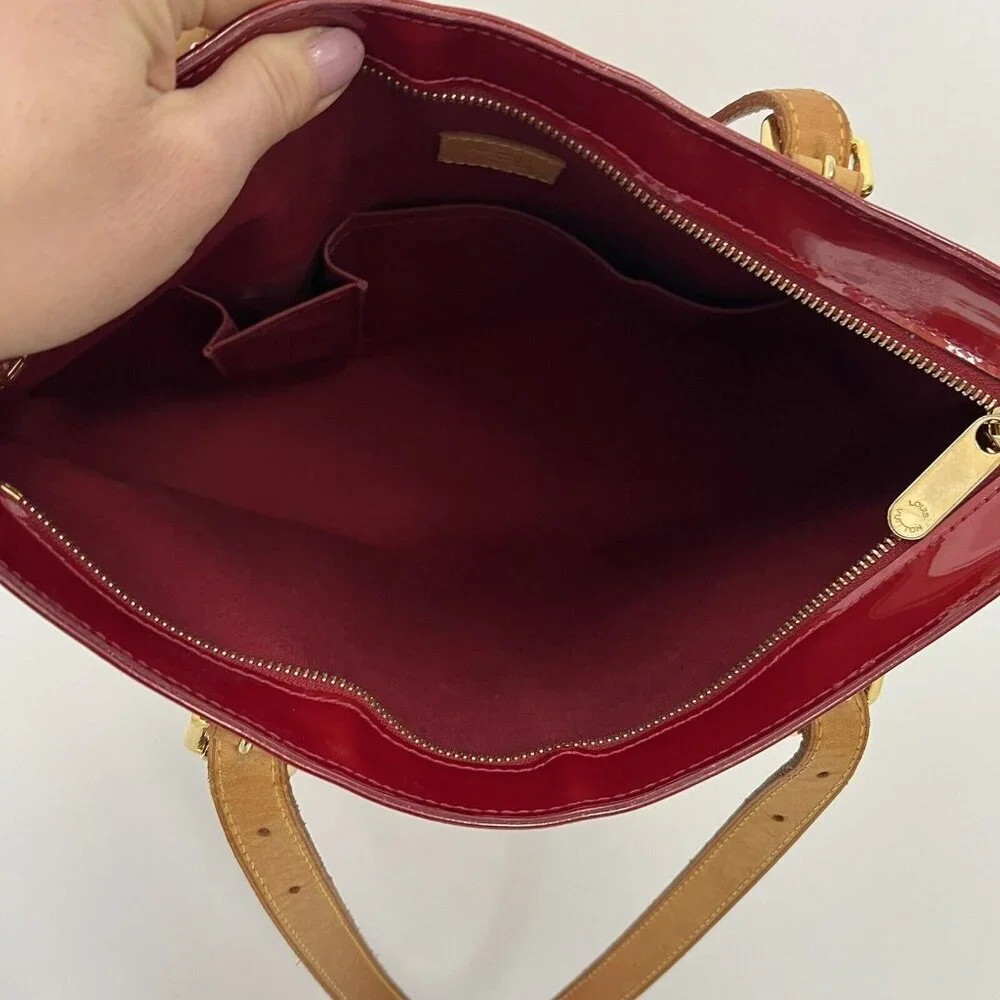 Louis Vuitton Tote Bag Brentwood Vernis Monogram Patent Leather Red Shoulder